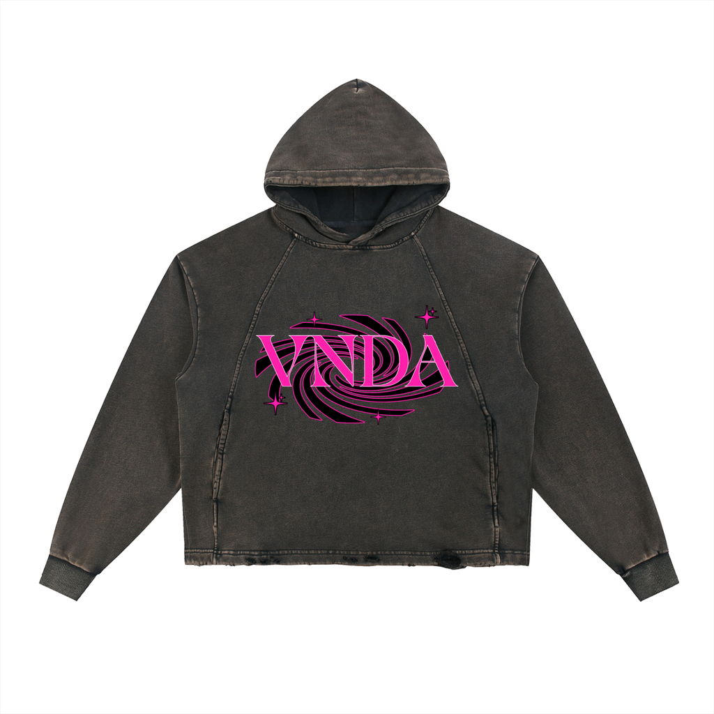 Vintage Washed Frayed-Hem Hoodie