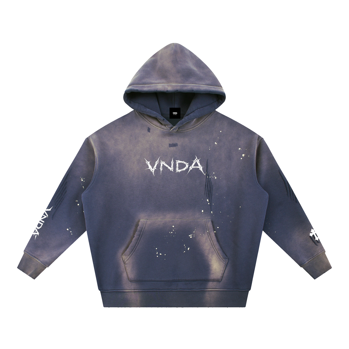 Vintage Washed Frayed Fleece Hoodie