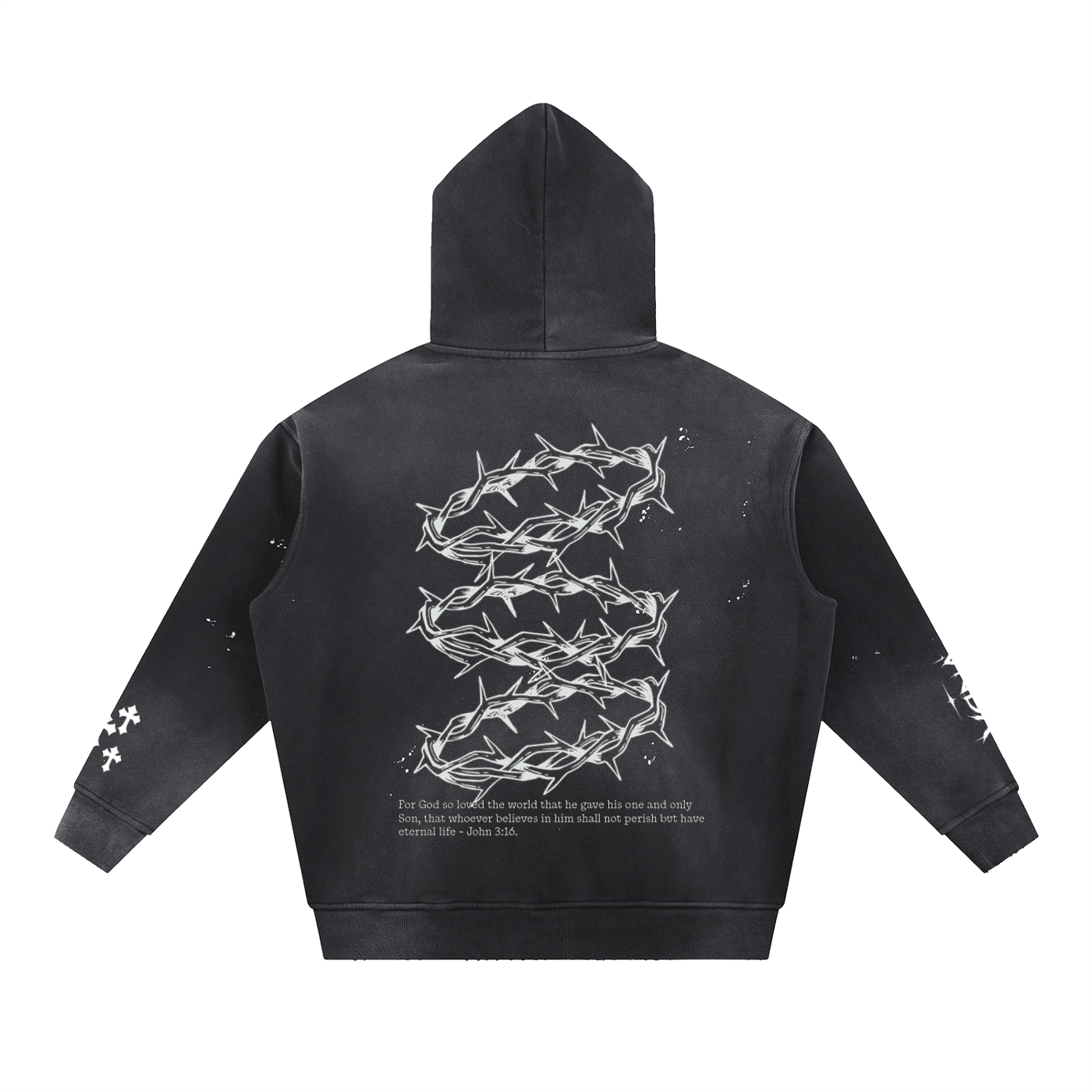 Vintage Washed Frayed Fleece Hoodie