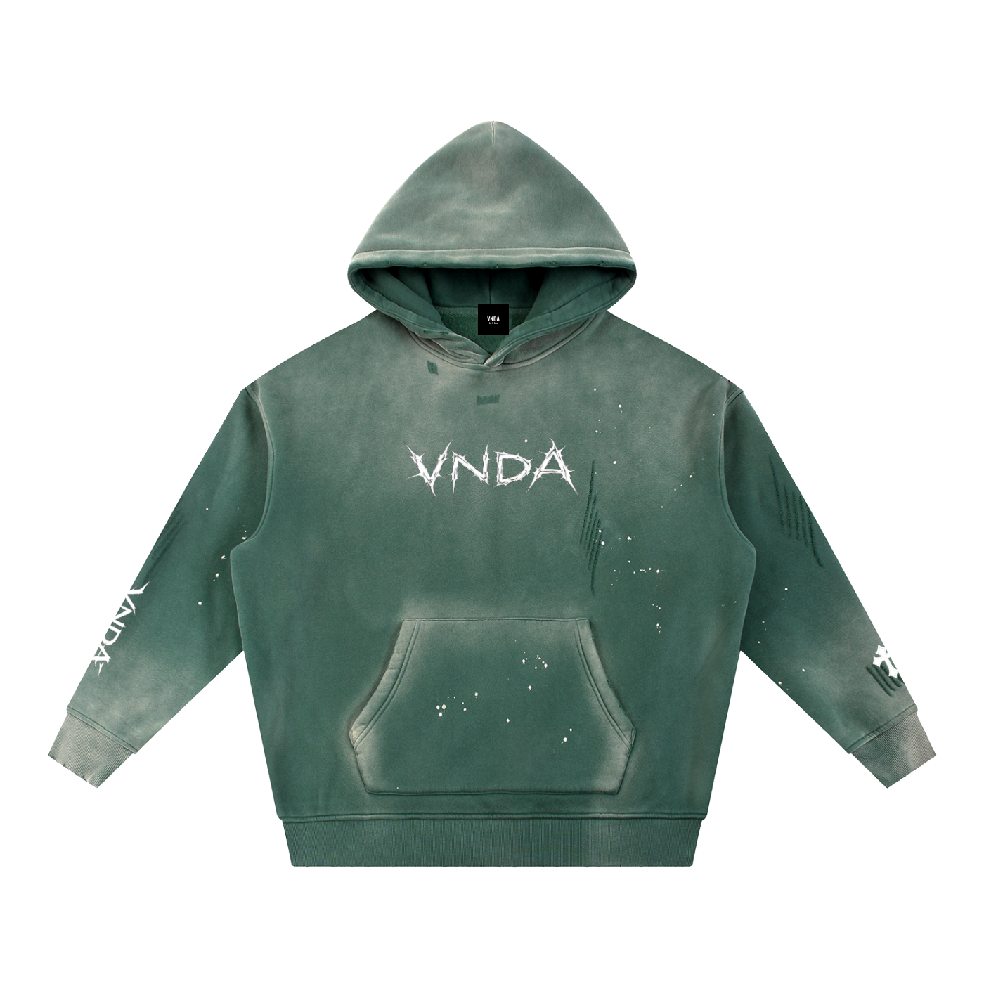 Vintage Washed Frayed Fleece Hoodie