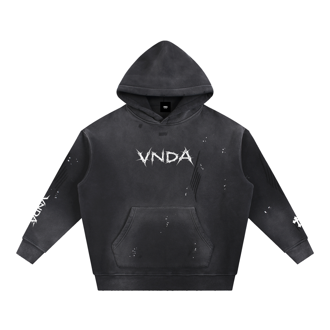 Vintage Washed Frayed Fleece Hoodie
