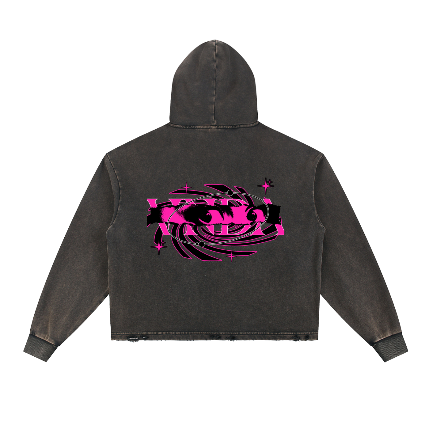 Vintage Washed Frayed-Hem Hoodie
