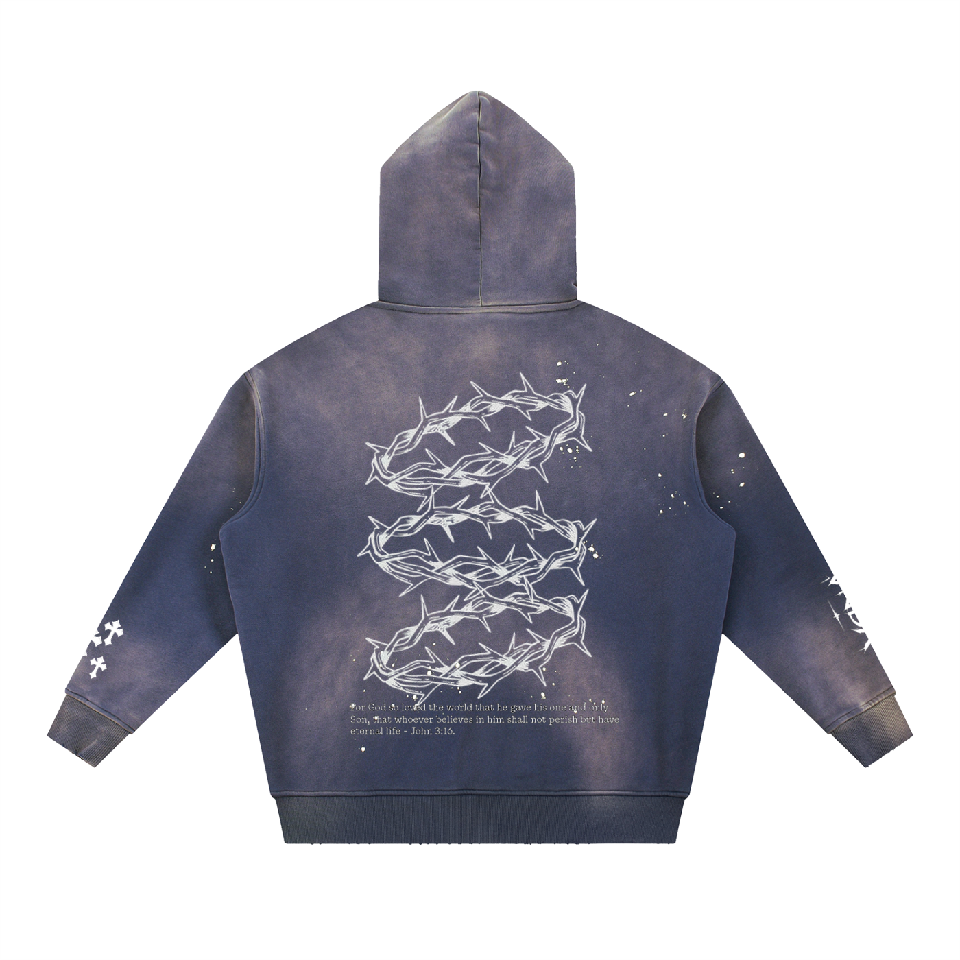 Vintage Washed Frayed Fleece Hoodie